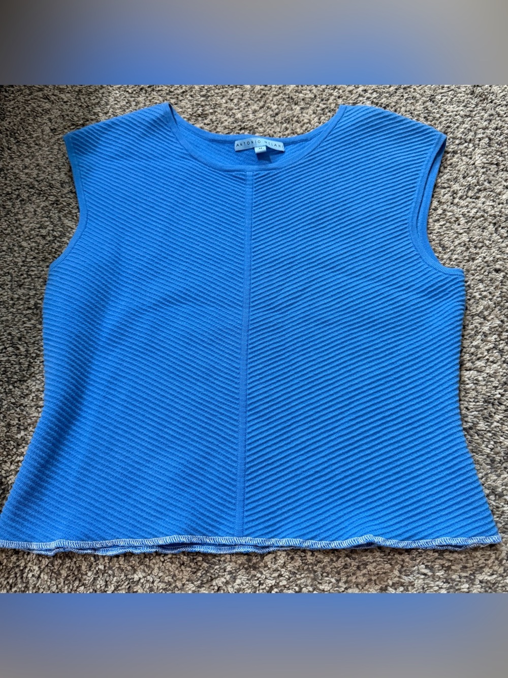 Women’s Antonio Melani Blue Ribbed Sleeveless Knit Top size Medium